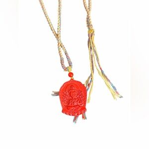 Cinnabar Guanyin Pendant NecklaceRed Buddhist Protection AmuletSpiritual Jewelry